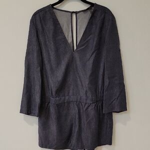 BCBGMaxAzria Gray Romper Medium EUC With Tab Sleeves